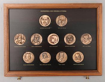 MEDALJSERIE, 60 st, brons, Sveriges regenter, Sporrong. 1900-talets andra hälft.