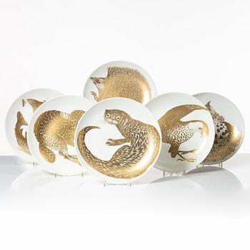 Paul Hoff, 20 plates, 'Arter i fara', Gustavsberg.