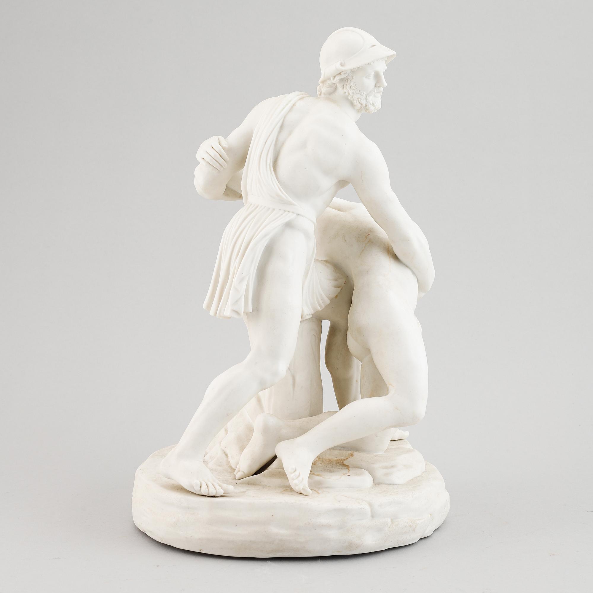 A parian ware sculpture after the Pasquino Group, around year 1900.