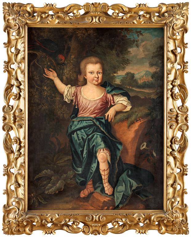 Peter Lely (Pieter van der Faes) Circle of, Boy with Roman clothing in landscape.