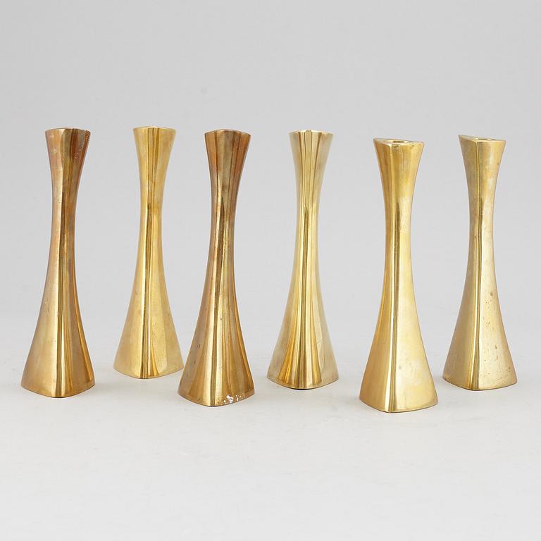 LJUSSTAKAR, 6 st, mässing, Eskilstuna, K-E Ytterberg, BCA Eskilstuna, signerade Key, 1960-tal.