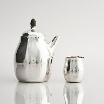 Georg Jensen, a sterling silver three-piece coffee set, Copenhagen, Denmark, after 1945, design no 80B and 80C.