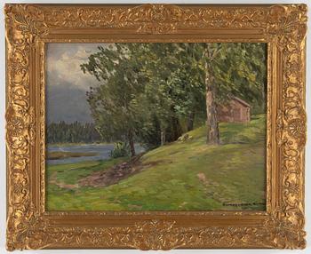 Anshelm Schultzberg, olja på duk/pannå, signerad och daterad Rämen1901.