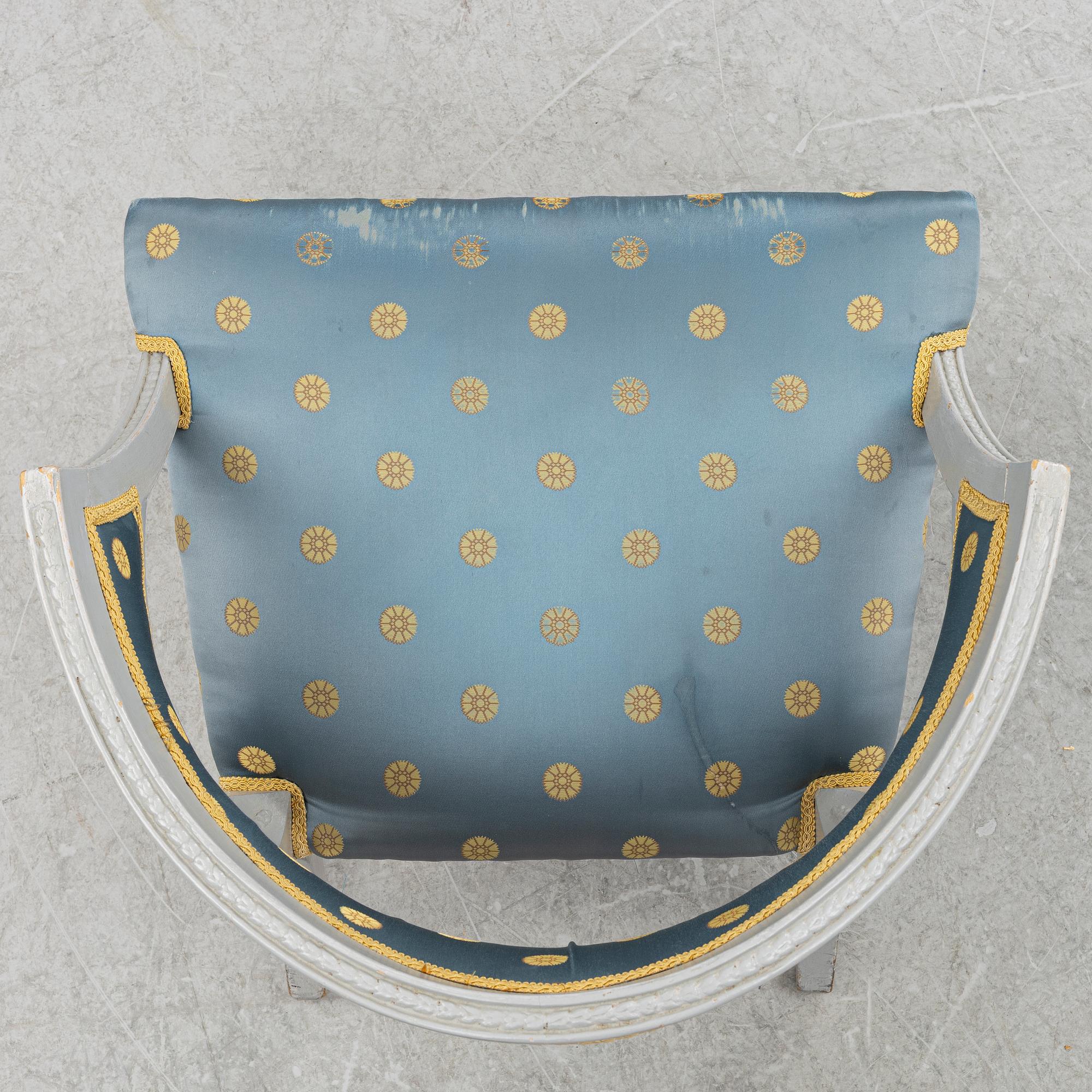 A late Gustavian style armchair, early 20th Century.