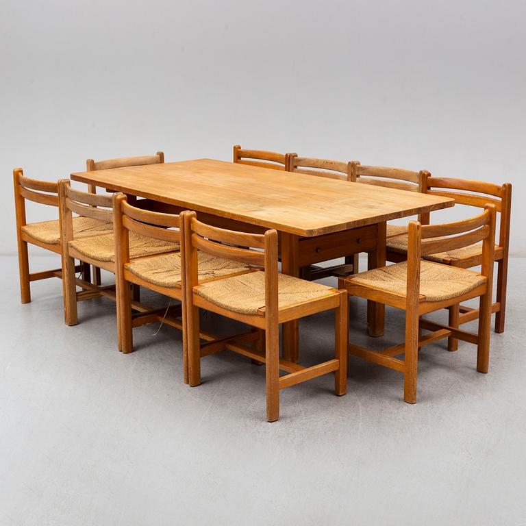 BØRGE MOGENSEN, a dinner table and 10 chairs, model Asserbo,   AB Karl Andersson & Söner.