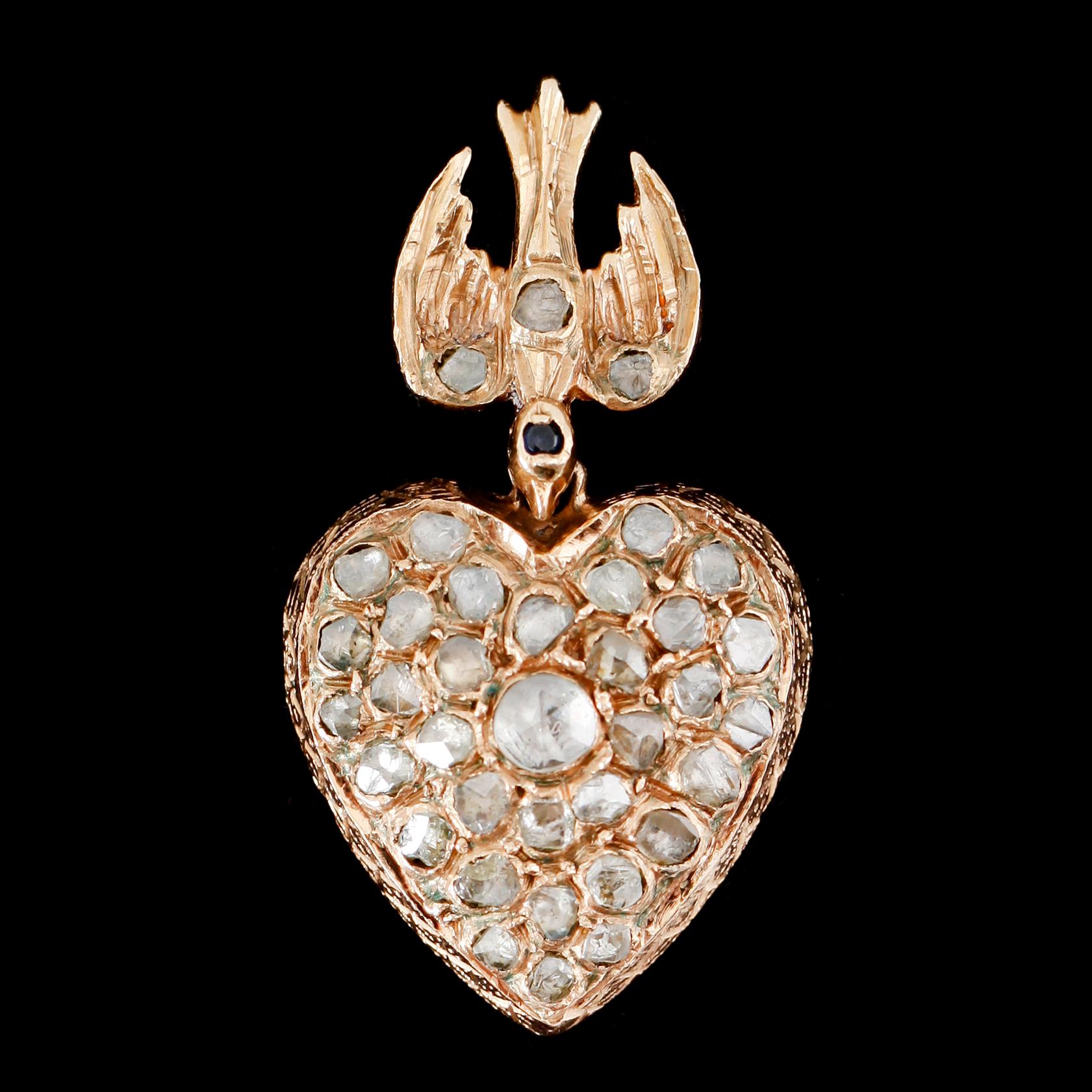 HÄNGE, 14 k guld, rosenslipade diamanter.