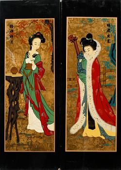 VÄGGPANELER, ett par, Kina, 1900-tal.