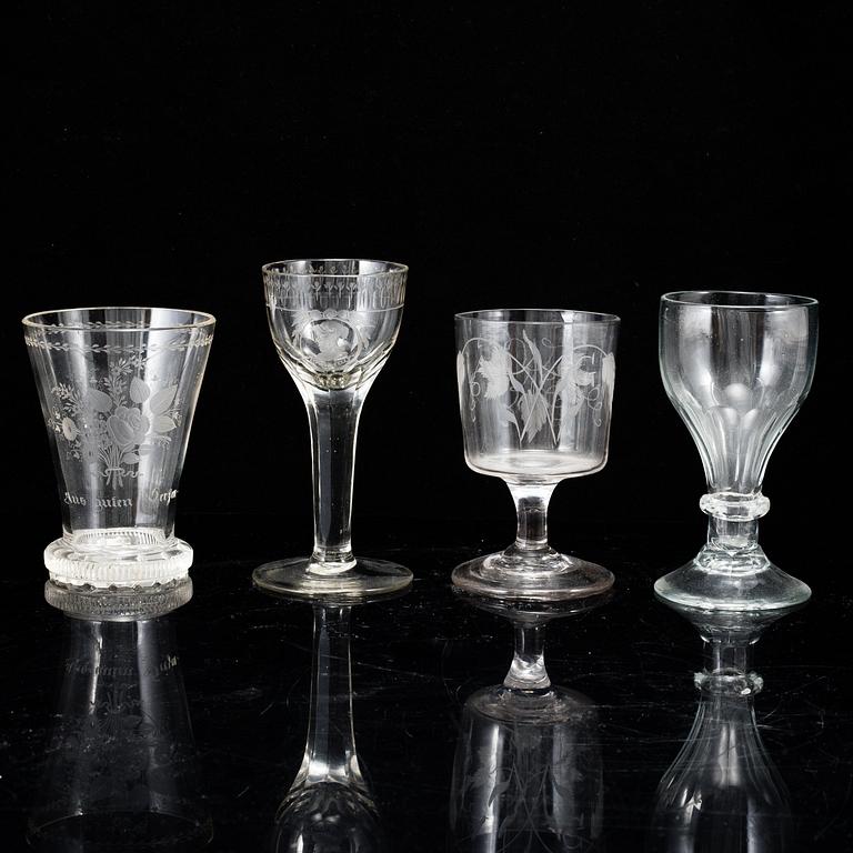 Four glasses, 19th Century.