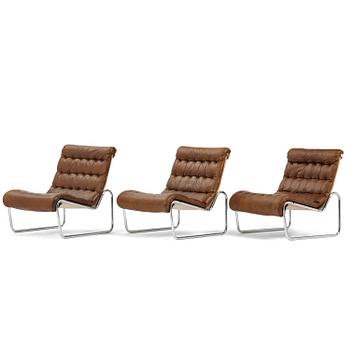 85. Bruno Mathsson, a rare set of three "Sonja" easy chairs/sofa modules, Dux, Sweden, 1970s.