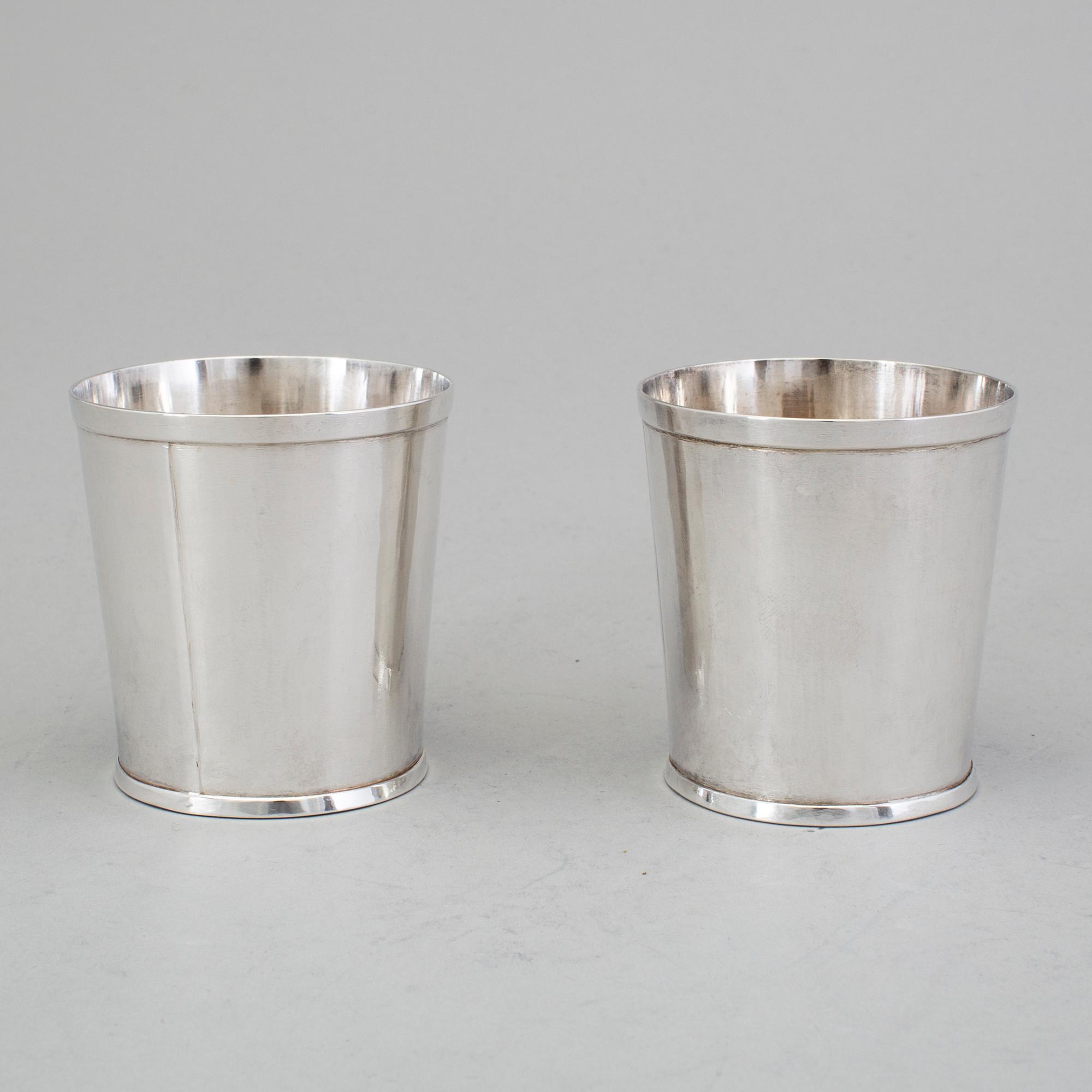 A pair of Swedish 20th century silver beakers, mark of Birger Haglund, Stockholm 1989.