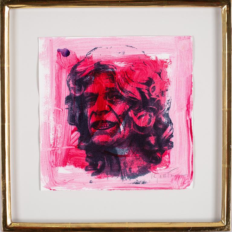 Kjartan Slettemark, screentryck med gouache, signerad Kjartan.