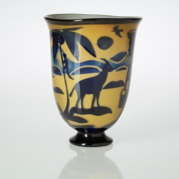 A Wilke Adolfsson 'graal' glass vase, Wilkes Studioglas 1994.