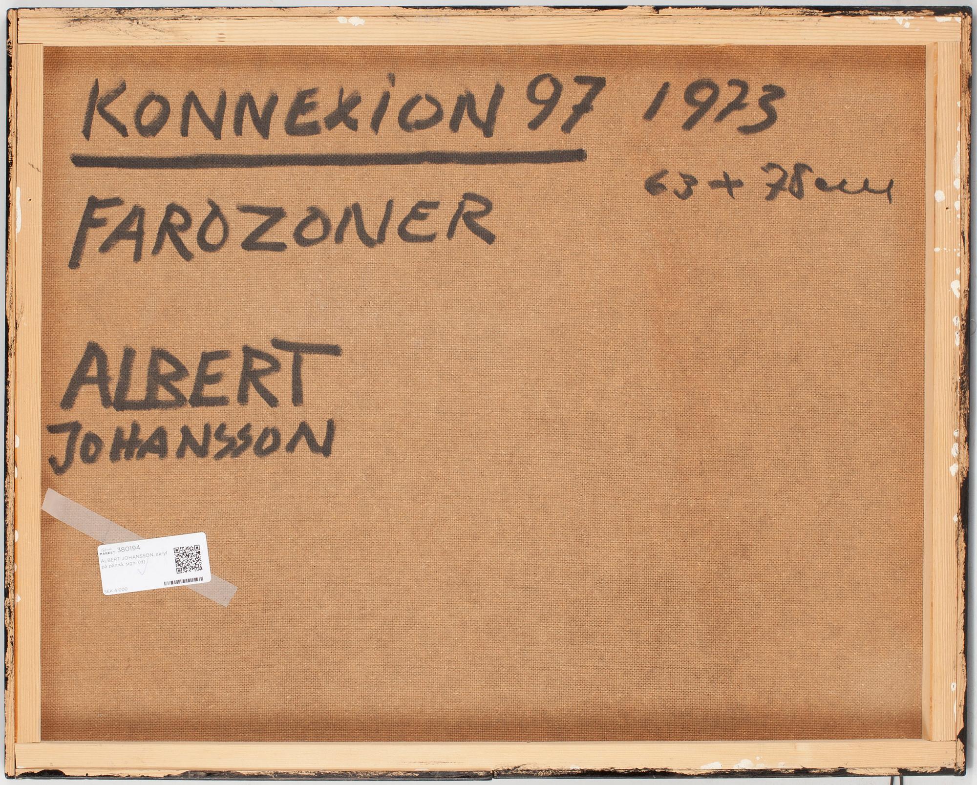 ALBERT JOHANSSON, akryl på pannå, sign.