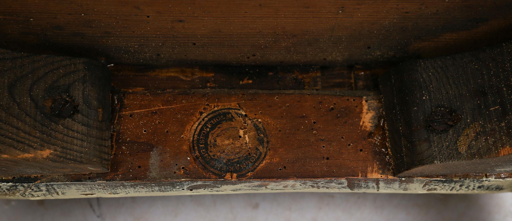 STOLAR, 6 st, senbarock, Stockholms stolmakarämbetes sigill, 1700-talets andra hälft.