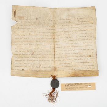 Papal bull, 1250, with lead seal.