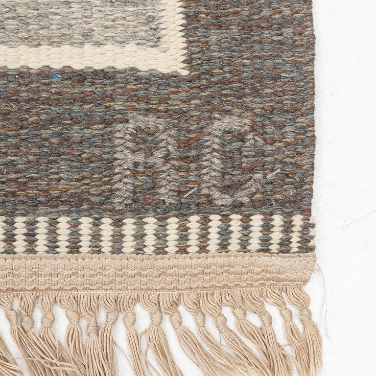 A flat weave carpet by Rakel Carlander, mid 20:th century, c. 307 x 200 cm, signed RC.