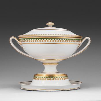 401. A large Empire tureen with cover and stand, presumably French.