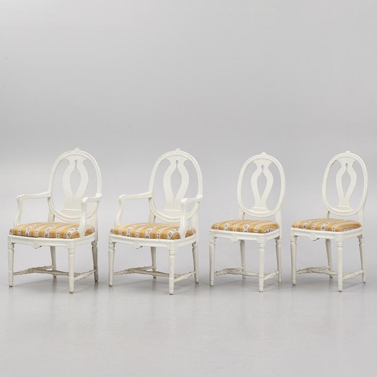 Four Gustavian style chairs, early 20th Century.