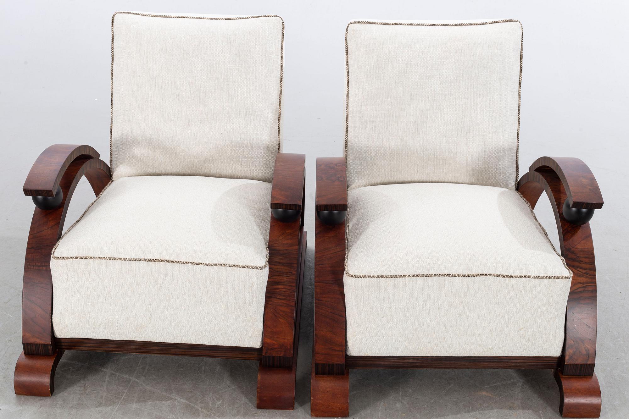 FÅTÖLJER,  1 par, art déco-stil, 1900-talets andra hälft.