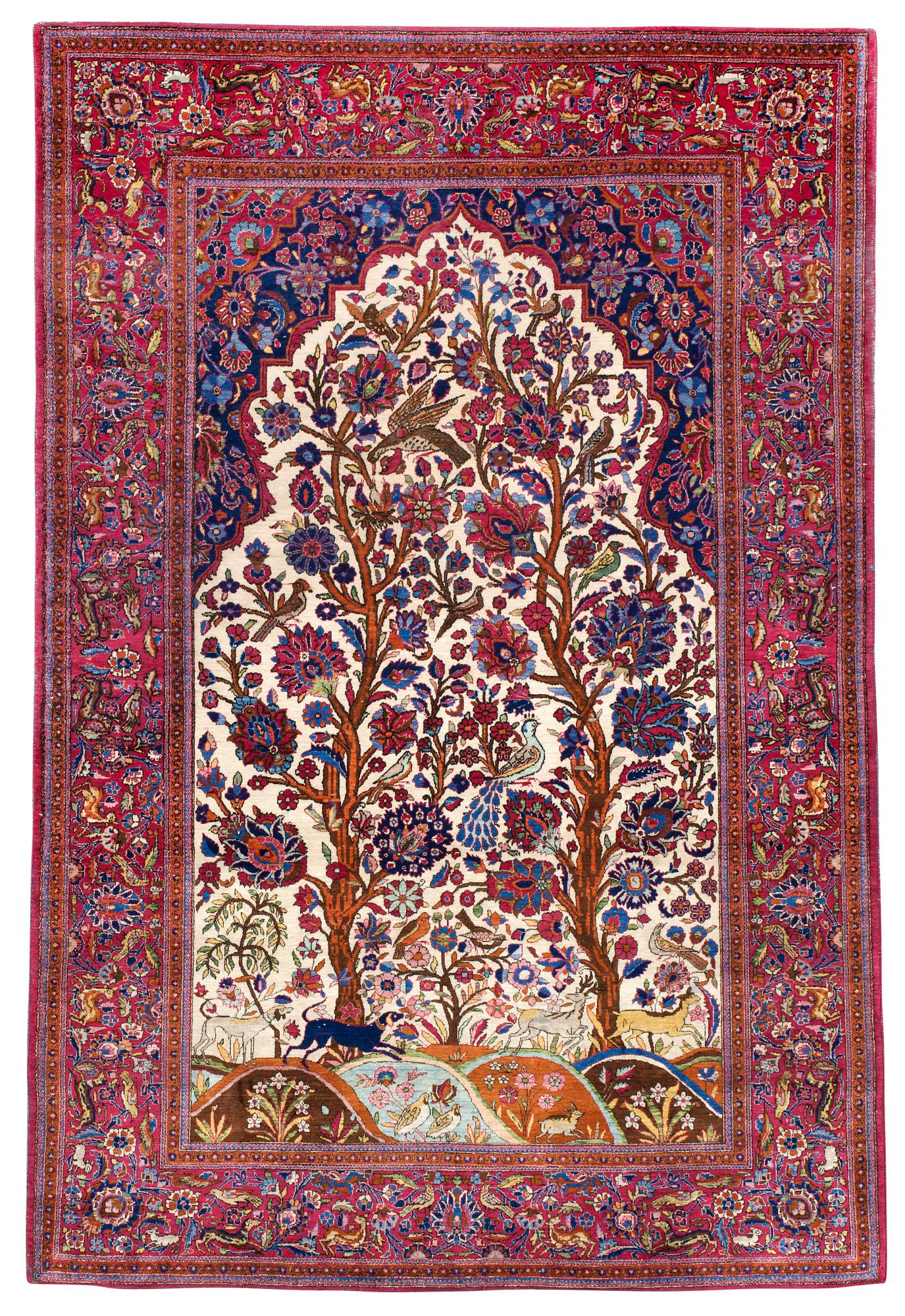 SEMI-ANTIQUE SILK KASHAN. 196,5 x 134,5 cm.