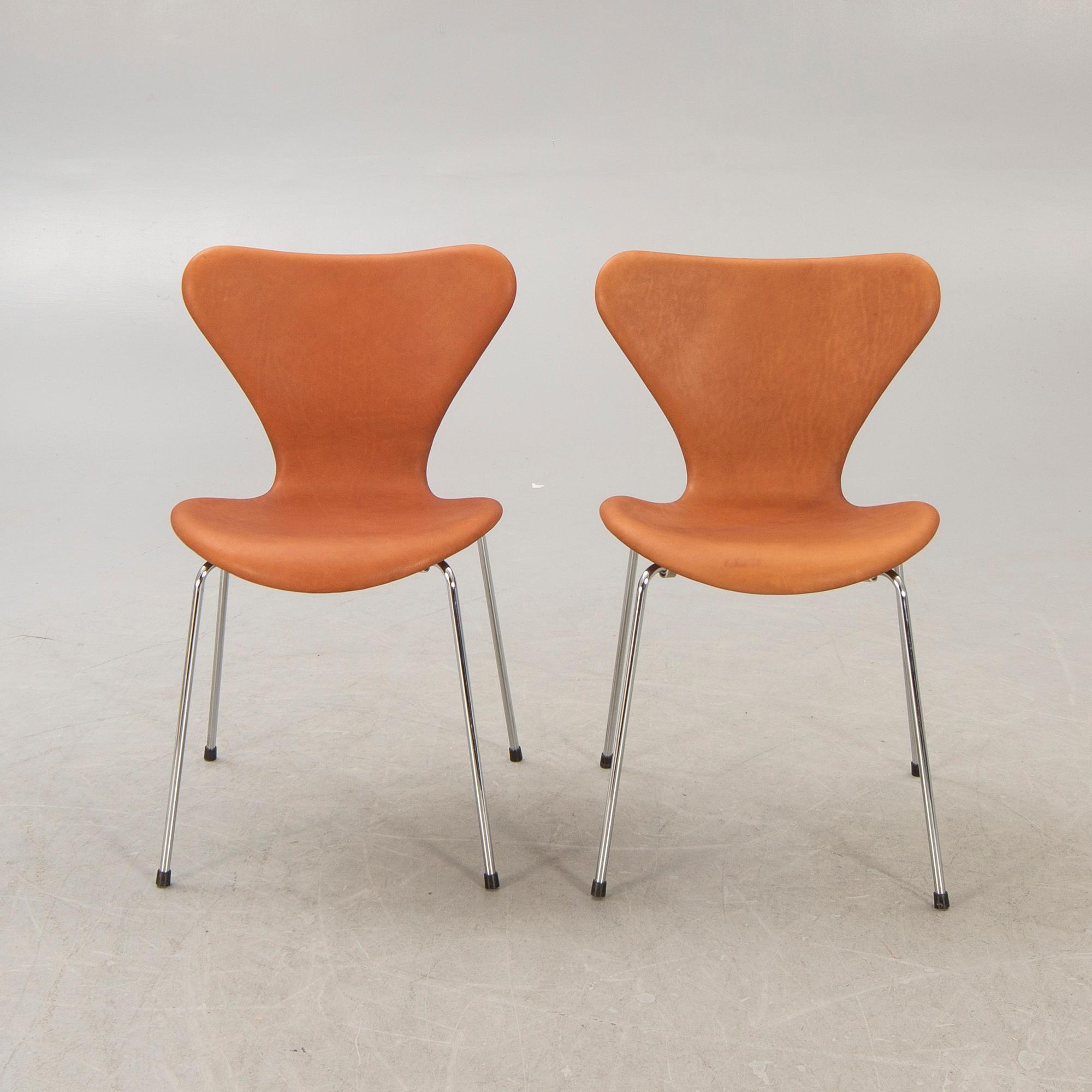 Arne Jacobsen, chairs, 6 pcs, "Sjuan", for Fritz Hansen, Denmark.