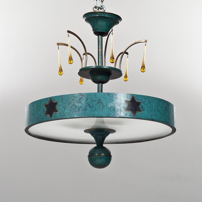 TAKLAMPA, art deco, 1900-talets första hälft. H 45.