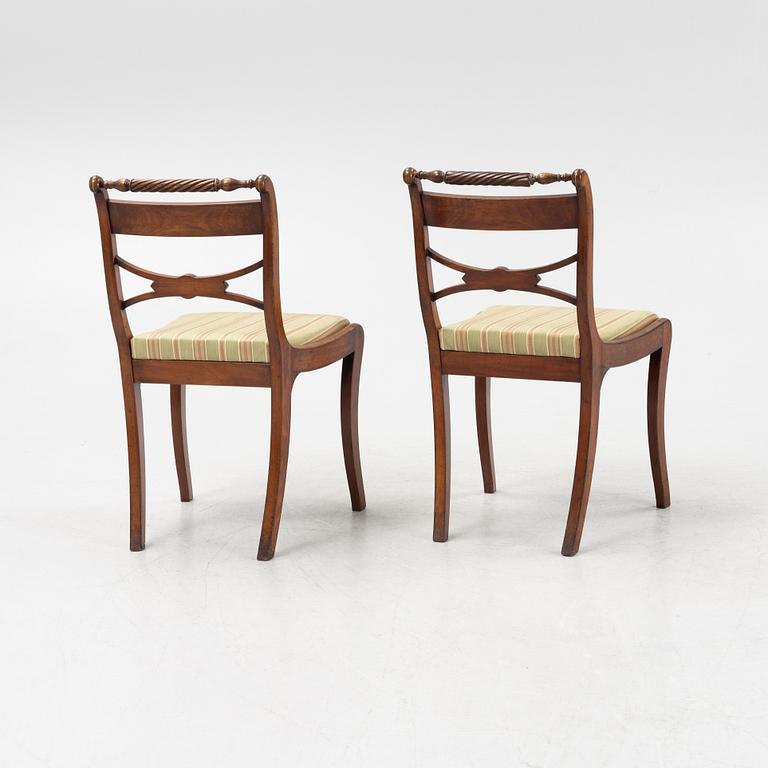 A set of six mahogany regency dining chairs, first part of the 19th Century.
