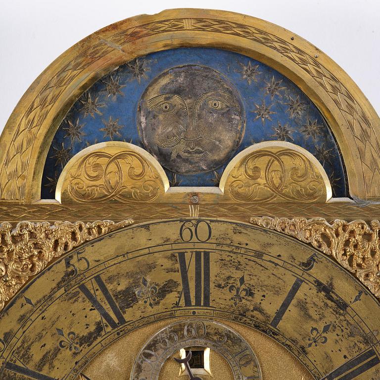 A George II blue-japanned longcase clock by William Barrow (watchmaker in London 1700-36).