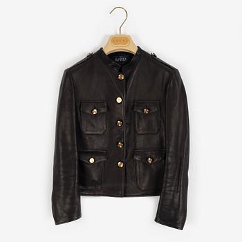 Gucci, a chocolate brown leather jacket, Italian size 42.