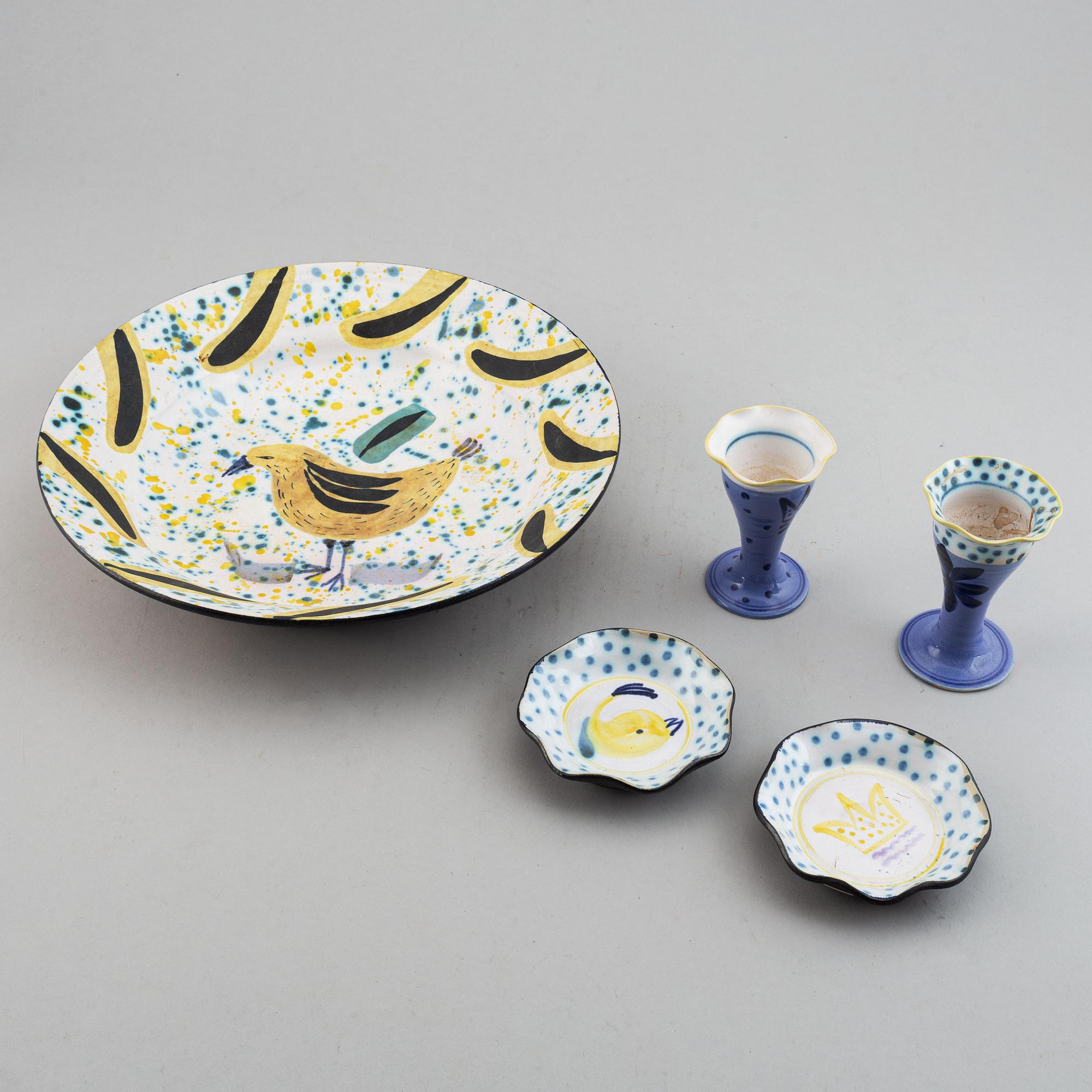 Herman Fogelin, 5 stoneware pieces, signed.