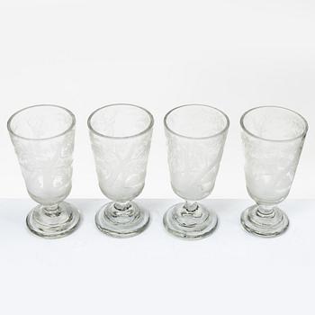 A lidded cup with four glasses, 20th century.