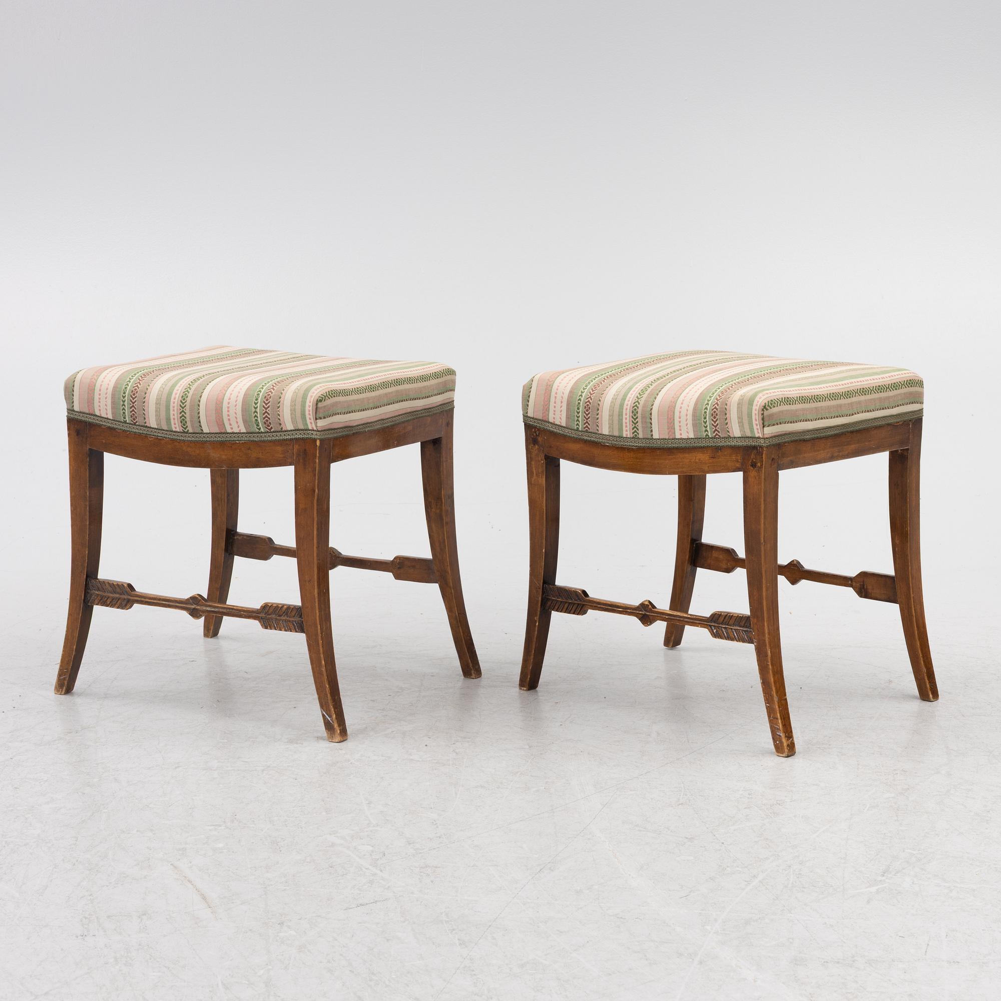 Stools, a pair, Empire, first half of the 19th century.