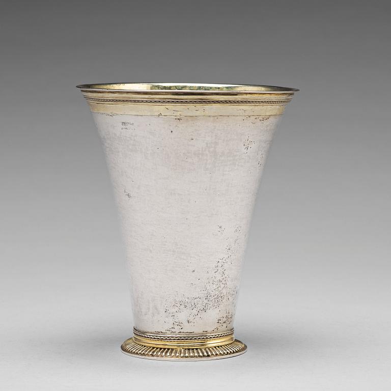 A Swedish 18th century parcel-gilt silver beaker, mark of Peter Gadd, Kristianstad 1776.