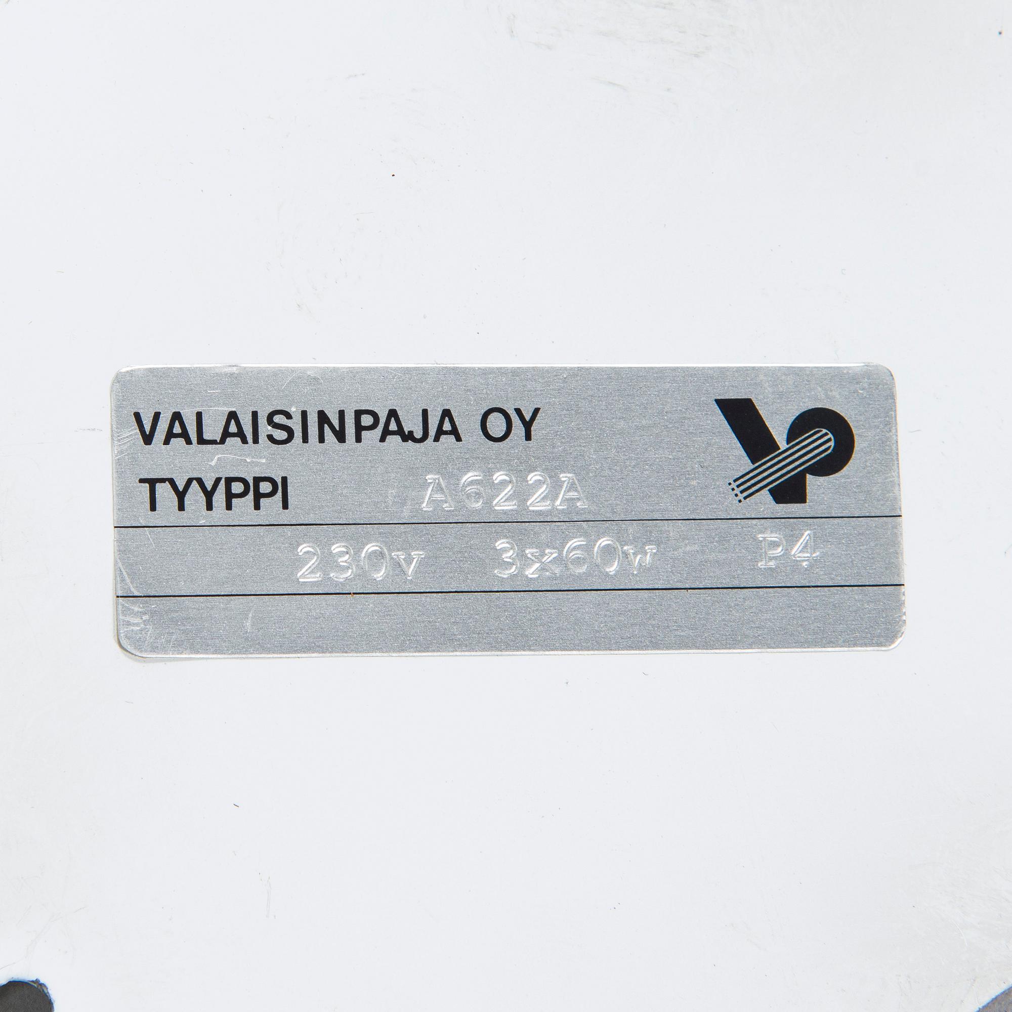 Alvar Aalto, taklampa, modell A622A, tillverkare Valaisinpaja Oy, 1900-talets slut.