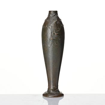 Hugo Elmqvist, & Elsa Kock, an Art Nouveau patinated bronze vase, Stockholm.