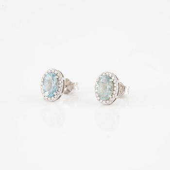 Earrings, 18K white gold with aquamarines and brilliant-cut diamonds.