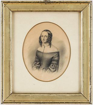 LOUISE VON KNORRING, f. LAGERHEIM, teckningar, 4 st. Signerade och daterade. 1800-talets mitt.