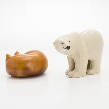 Lisa Larson, figuriner, 2 st, stengods, Gustavsberg Sverige.