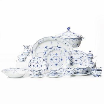 A 65-piece 'Blue Fluted' porcelain dinner and coffee service, Royal Copenhagen, Denmark.
