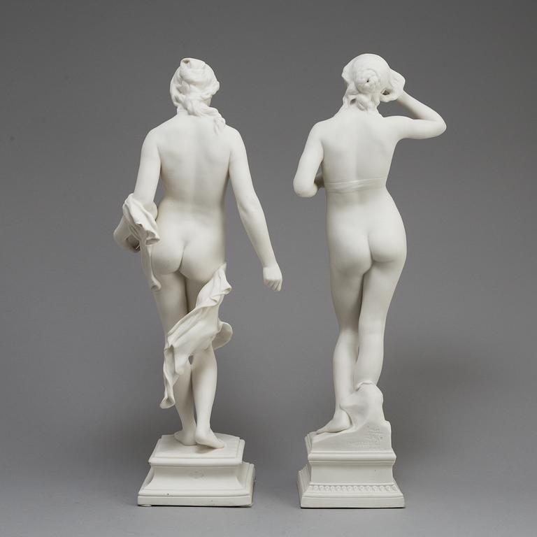TWO PARIAN FIGURES, Gustafsberg, ca 1900.