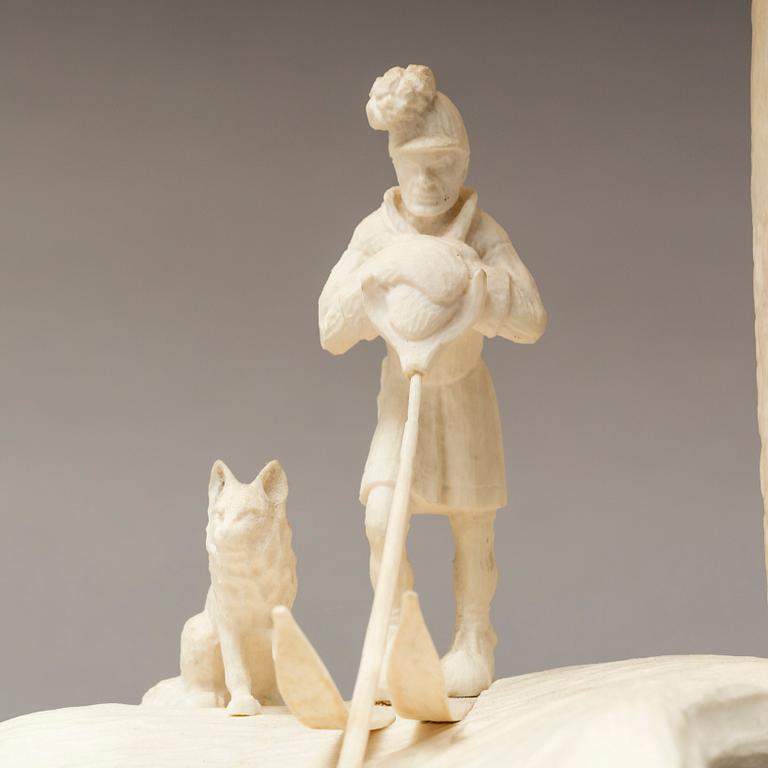 BORDSLAMPA, Knut Gustafsson, ren- och älghorn, signerad och daterad 1942.