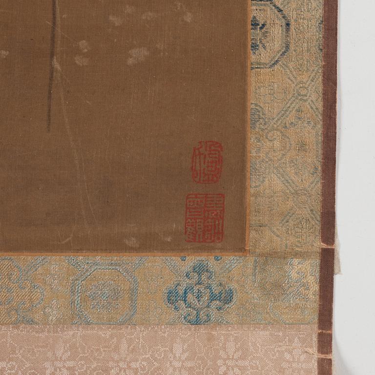 A large scroll painting by anonymous artist, ink and colour on silk, Qing dynasty, 18th century.