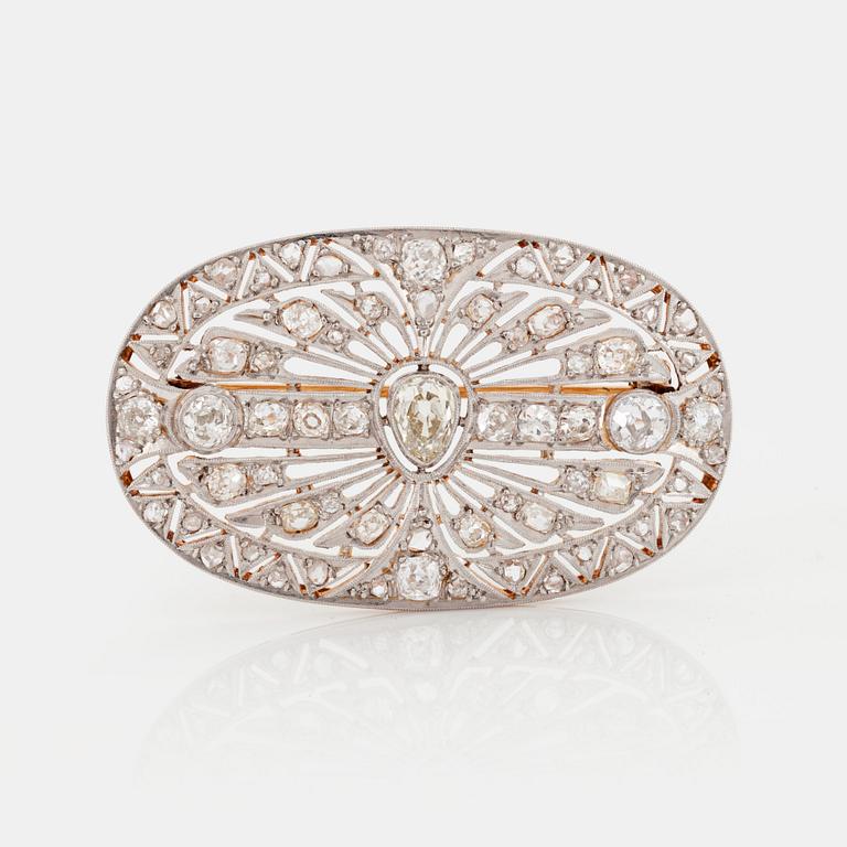 A BROOCH set with rose- and old-cut diamonds.
