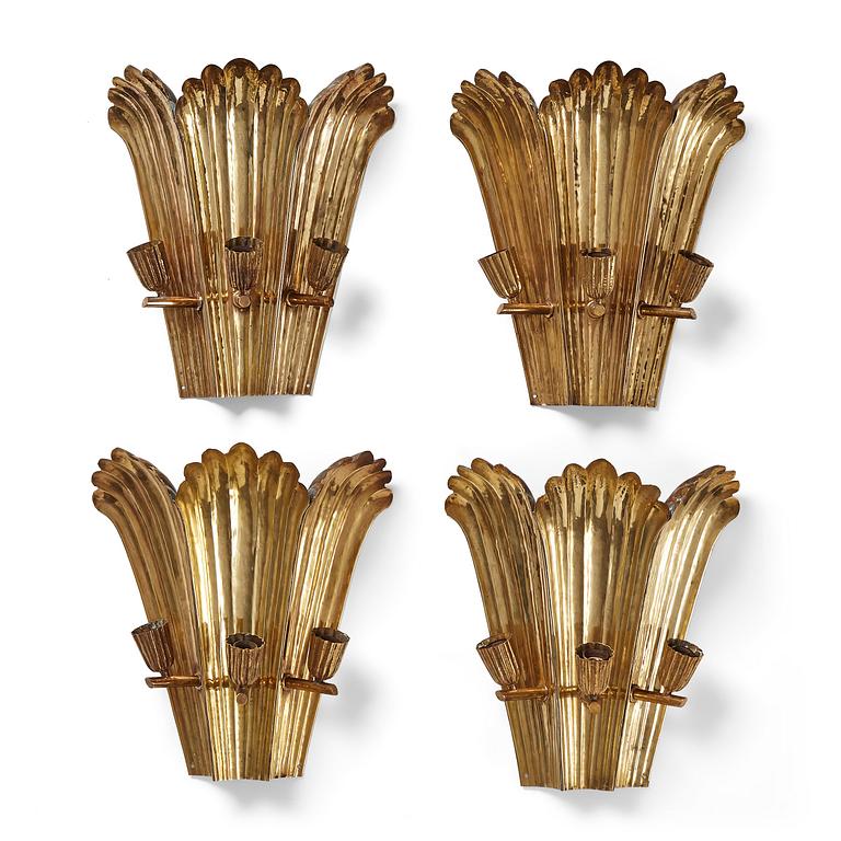 A.W. Borgh, four Swedish Grace wall sconses, probably 1920-1930's.