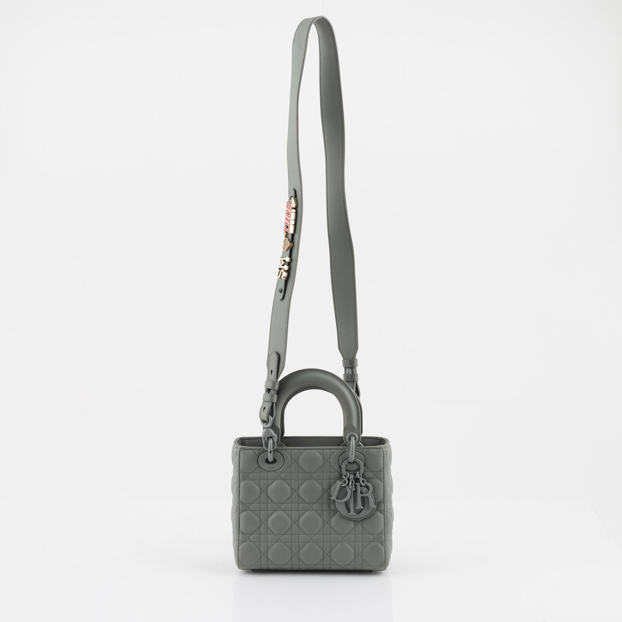 Christian Dior, A Ultramatte Gray Stone Cannage Calfskin 'Lady Dior my ABCDIOR bag'.