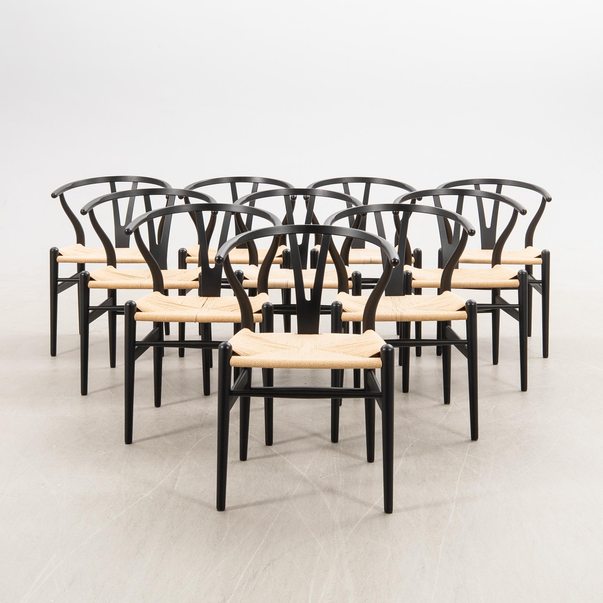Hans J. Wegner, chairs, 10 pcs, CH-24 "The Y Chair" Carl Hansen & Son Denmark 21st century.