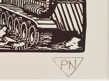 PALLE NIELSEN, träsnitt. Monogramsignerad, E.T.