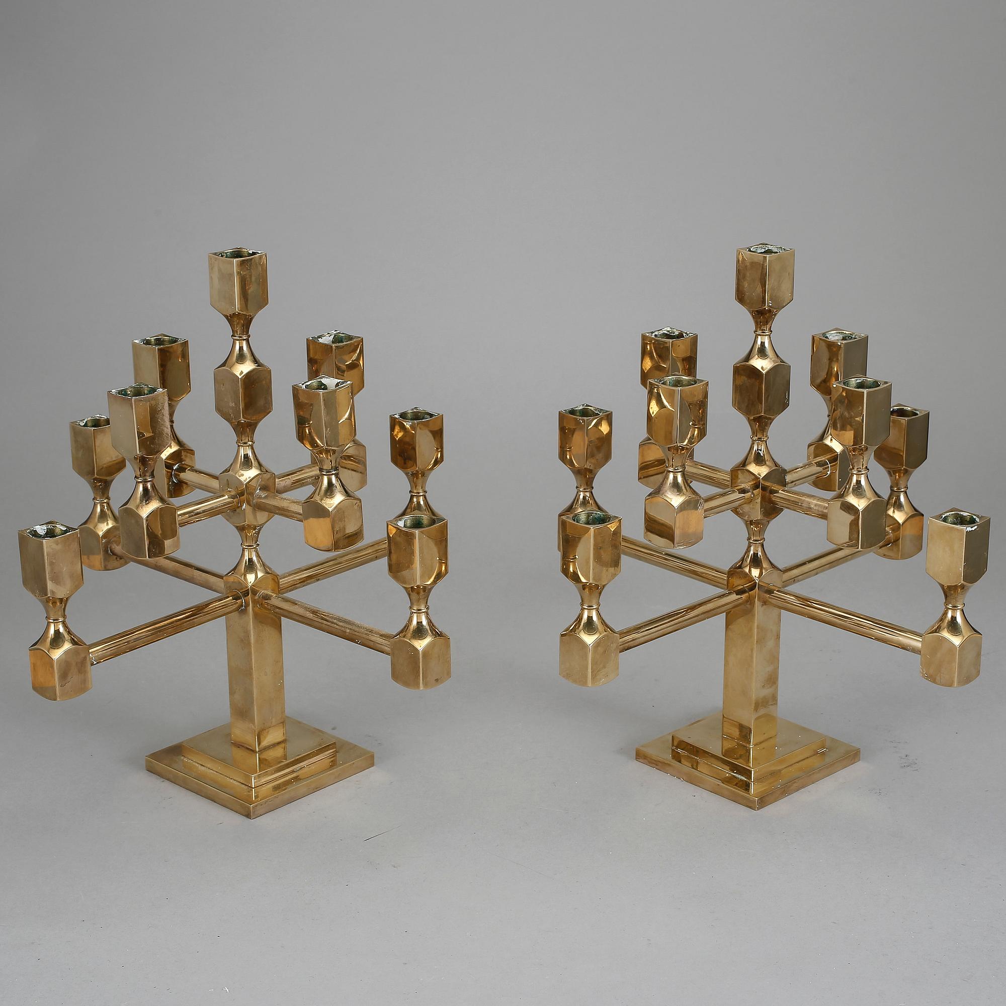 KANDELABRAR, ett par, mässing, Gusum, 1900-tal.