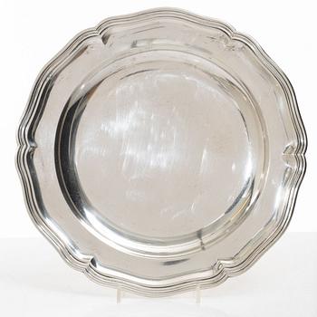 A set of seven silver plates (6+1), including GAB, Stockholm 1943.