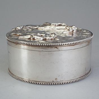 A Swedish 17th century silver plaquette, unmarked, on box marked Gustaf Henrik Sidwall, Norrkoping 1793.
